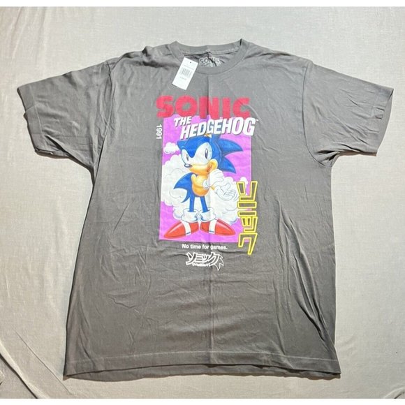 Sega Sonic the Hedgehog No‎ Time For Games Kanji (1991) Shirt Mens XXL Gray Tee. - Picture 1 of 8